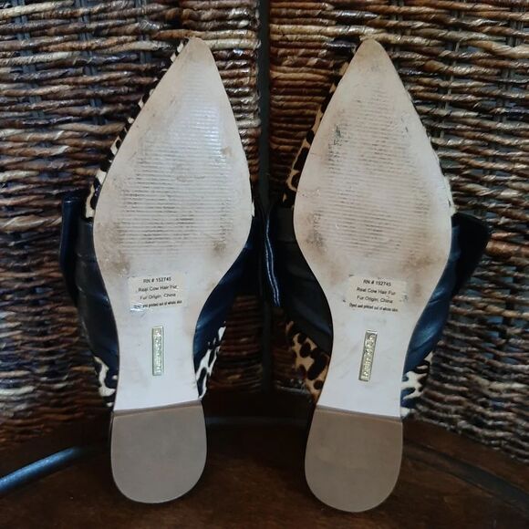 Louise et Cie Lo Cela Cow Hair Leather Slip On Mules 6 36.5 Bow Jaguar Flats - Picture 9 of 12
